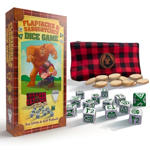 Prolific Games Flapjacks & Sasquatches Lumberjack Dice Game - Quick-Playing in a Zippered Travel Pouch - Great for Camping & Car Trips - Adults