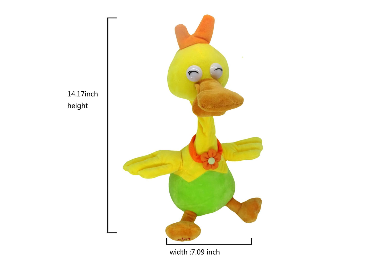 xiulifeifei Talking Repeat Music Song Duck, Plush Toy Duck, Smart Toy ?Adorable Interactive Toy (Red Headdress)