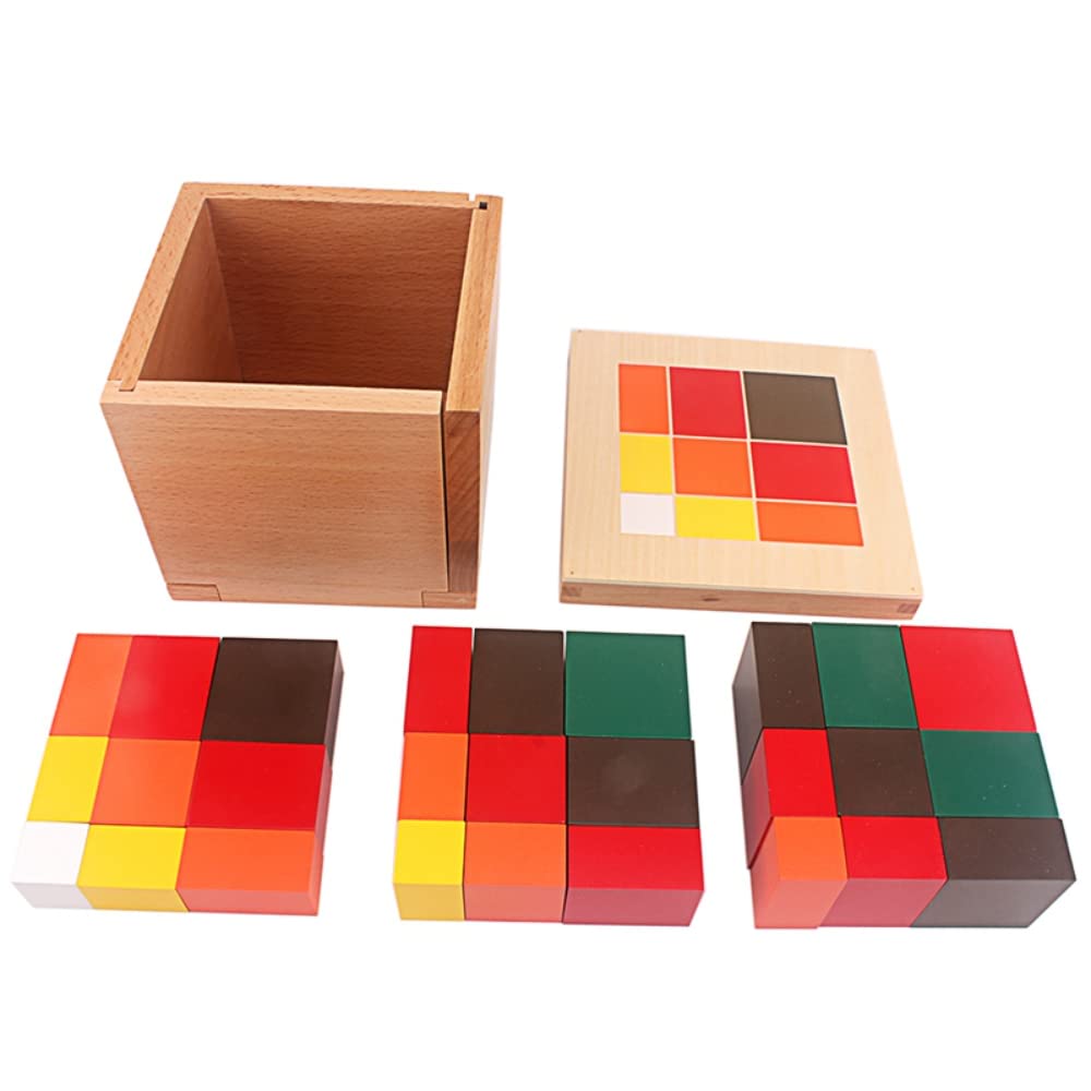 Gudong Baby Toys Montessori Colorful Trinomial Cubes Box Three Wooden Cubes Eighteen Square Based Prisms Student Teaching Aid