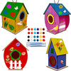 Glintoper Art Craft Wood Toys for Kids, 4 Pack DIY Bird House Kit Painting Puzzle DIY Wooden Assembly, Build and Paint Birdhouse, Include Paints
