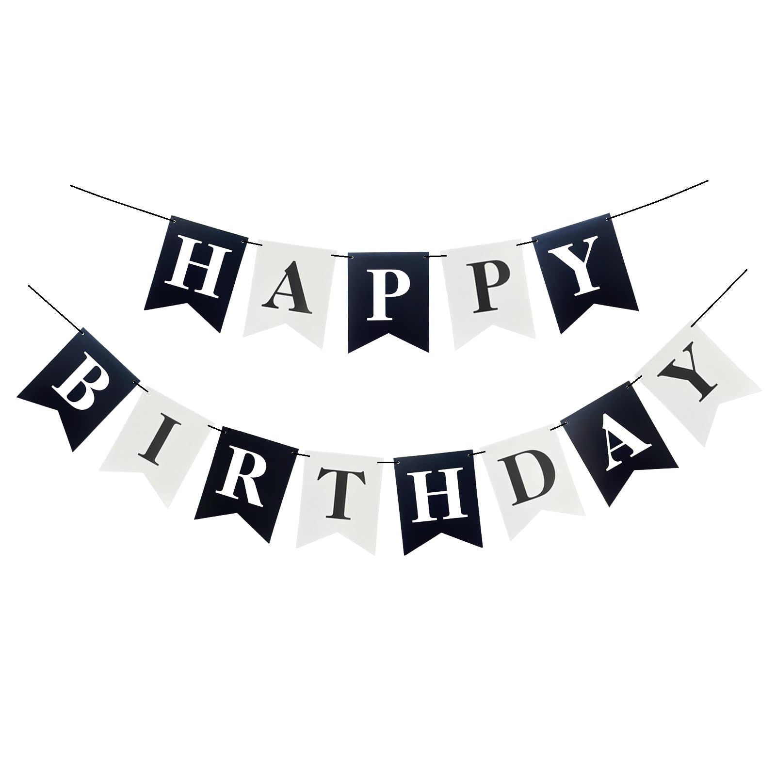 Soccer Black White Happy Birthday Banner, Football Birthday Banner for Boys Girls Birthday Party Decorations, Swallowtail Flag Happy Birthday Bunting
