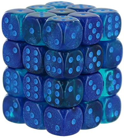 Chessex Dice Set - 12mm Gemini: Blue/Light Blue Luminary Dice Block - Dungeons and Dragons D&D DND TTRPG Dice - Includes 36 Dice - D6
