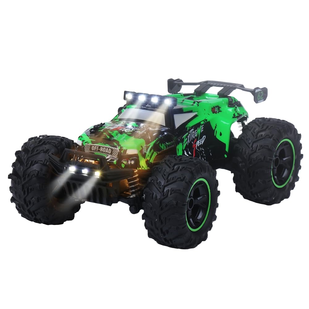 High Speed Xtreme RC Crusher 4WD Monster Truck - 2.4GHz Off-Road Remote Control Car with Lights, Suspension & Large All-Terrain Tires, Up to 8 MPH