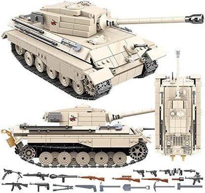 General Jim's Military Brick Building Set - WW2 German Army King Tiger Panzer VI Tank Building Blocks Model Set for Military, World War 2 and Building