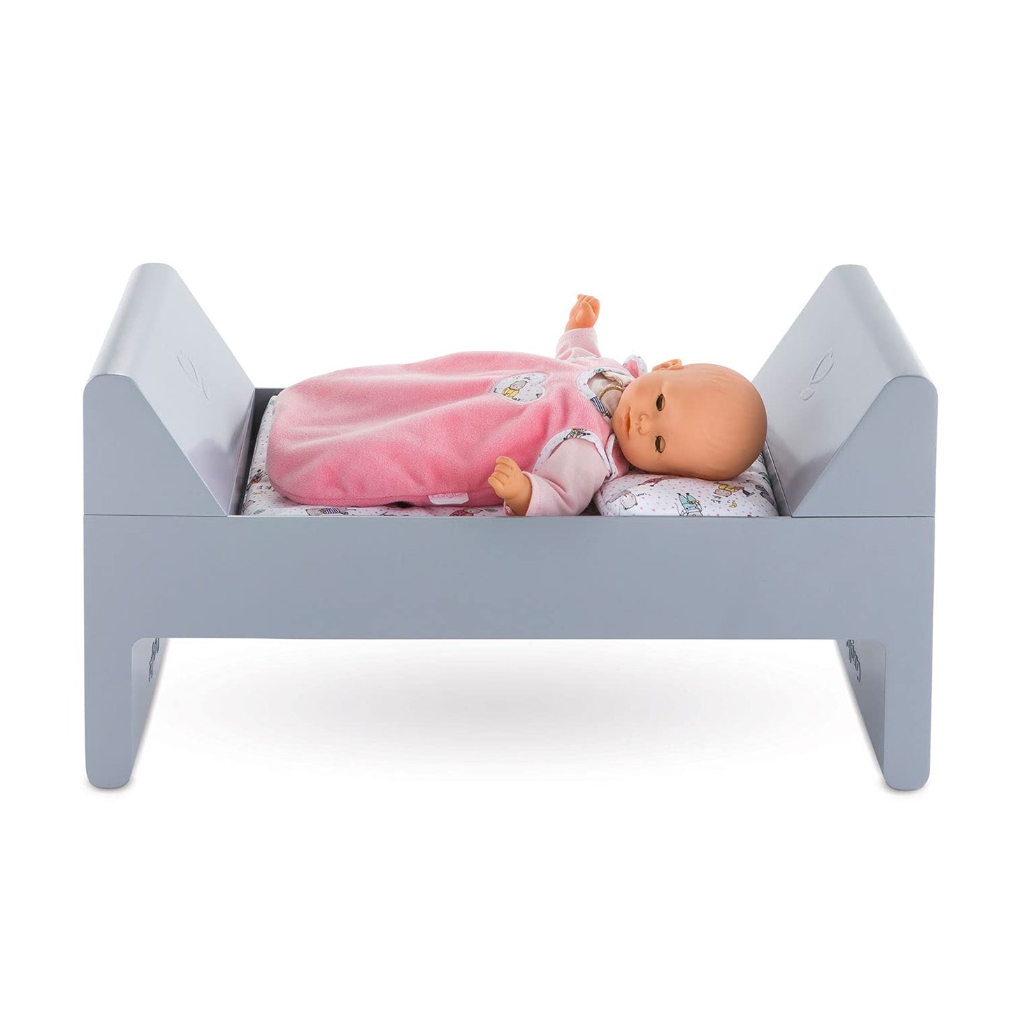 Corolle Mon Grand Poupon Crib & Bed for Baby Dolls, Grey