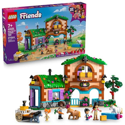 LEGO Friends Pony Ranch & Stable Pretend Play Building Toy - Playset with 3 Horse Toys for Creative Storytelling - Birthday Gift Idea for Girls &