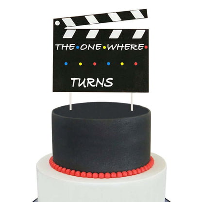 XXDecor TV Show Birthday Cake Decorations Personalized The One Where (Name) Turns (Age) Cake Topper for TV Show Theme Birthday Party Supplies