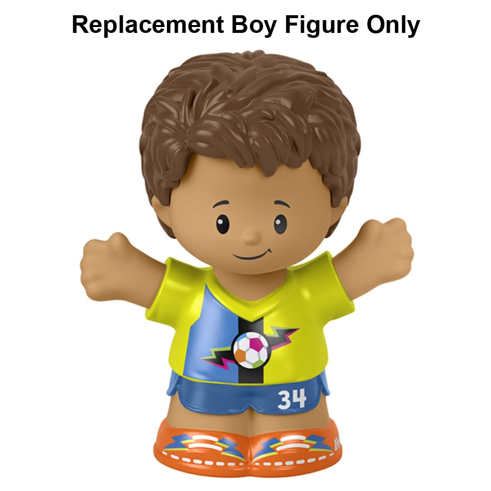 Fisher-Price Replacement Part Little People Sports Soccer Playset - HBW71 ~ Replacement Boy Figure ~ Wearing Yellow and Blue Soccer Uniform ~ Works