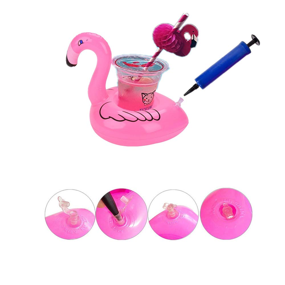 qinnsou 14 Pack Flamingo Inflatable Drink Holder Drink Pool Floats Cup Holder Floats Inflatable Floating Coasters Float Coaster for Pool Party Home