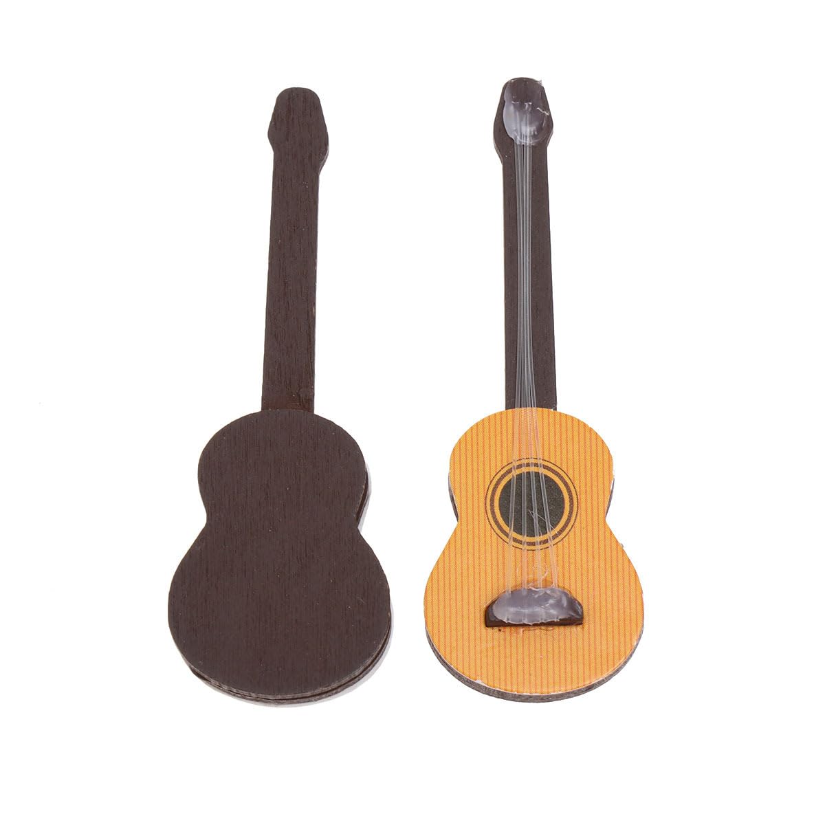 Healifty 2 Pcs Mini Guitar Props 2.55 Inch Wooden Miniature Guitar Ornaments for Dollhouse Accessories Desktop Craft Decoration