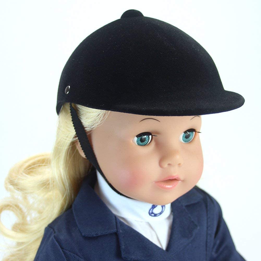 Sophia's 18" Doll Classic Black Hard Velvet Covered Riding Style Horse Riding Helmet