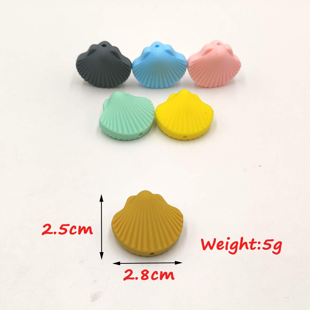 24pcs Mini Cute Silicone Shell Bead Animal Silicone Shellfish Bead for DIY Beading Mom Necklace Pendant Accessories (Mix Color 24pcs)