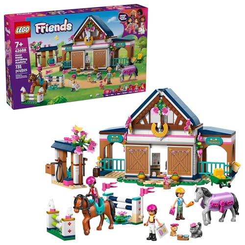 LEGO Friends Horse Stable and Riding Academy Building Toy for Girls & Boys - Pretend Play Set for Kids, Ages 7+ - W/3 Minidolls, Toy Animal Figures