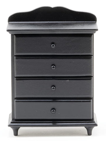 Dollhouse Miniature Black Chest with Four Drawers