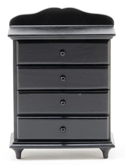 Dollhouse Miniature Black Chest with Four Drawers