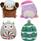 Squishmallows 5" Christmas Set of 4 - Benny, Beula, Nissa, Johann - Officially Licensed Kellytoy Plush - Collectible Soft & Squishy Holiday Stuffed