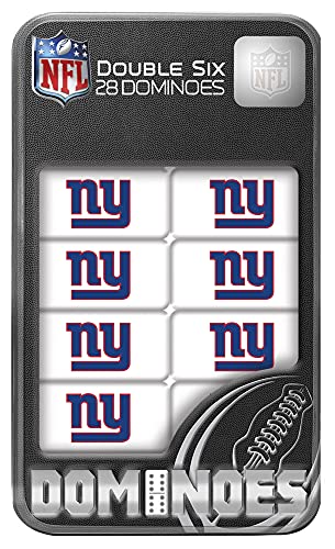 Masterpieces NFL New York Giants Dominoes Game, Collector Edition Double Six, 28 Resin Tiles with Team Logo in Tin, NY Giants Toy Gift, Ages 6+