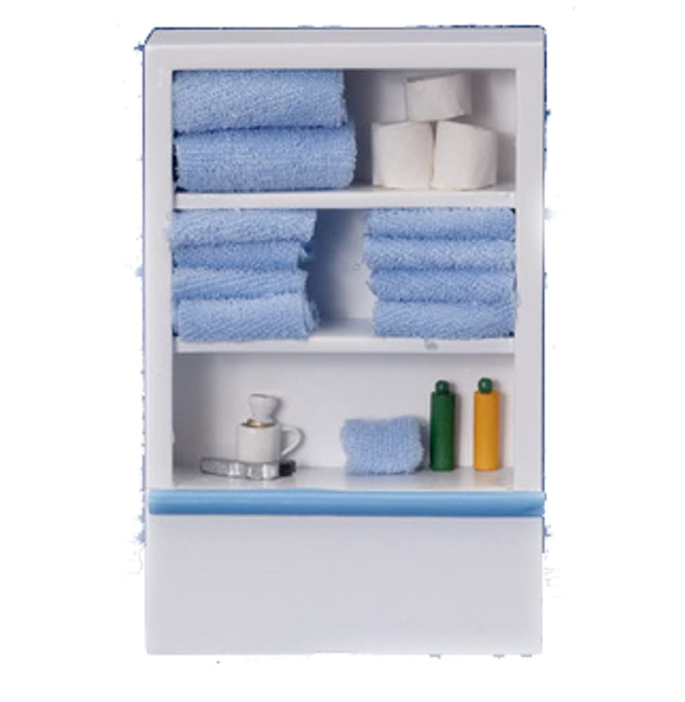Dollhouse Miniature White Cupboard for Bathroom w/ Accessories