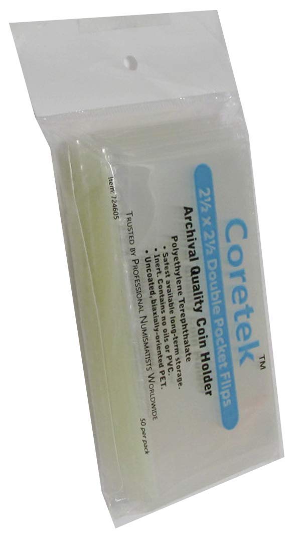 Coretek Museum Quality 2.5 x 2.5" Coin Flips 50 Pack