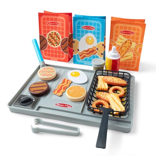 Melissa & Doug Flip & Fry Grill Play Set with Water Wow!® Kids Kitchen Playset with Color Changing Play Food, Preschool Toys for Girls & Boys Ages 3+
