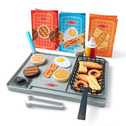 Melissa & Doug Flip & Fry Grill Play Set with Water Wow!® Kids Kitchen Playset with Color Changing Play Food, Preschool Toys for Girls & Boys Ages 3+