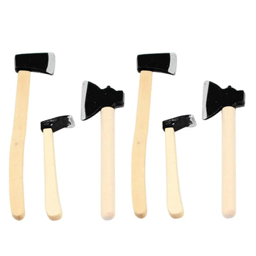 6 Pcs 1/12 Miniature Axe Dollhouse Decoration Accessories Model Miniature Decoration DIY Accessories Shooting Props