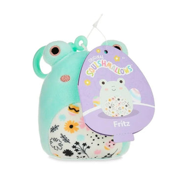 squishmallows 3.5"" Easter Clip-On Fritz The Frog, Pink