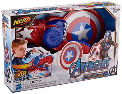Marvel NERF Power Moves Avengers Captain America Shield Sling NERF Disc-Launching Toy for Kids Roleplay, Toys for Kids Ages 5 and Up