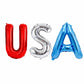 Dream Decor USA Balloon Letters - 40 Inch Patriotic Foil Letter Balloons (U Red, S Silver, A Blue) with Ribbon & Inflation Straw - 4th of July