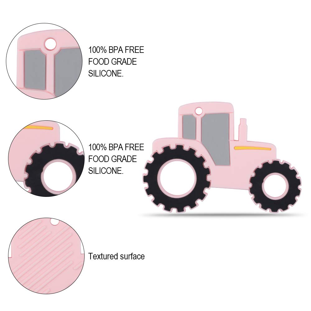 Baby Tractor Car Silicone Teether,Sensory Chew Toys,BPA Free Soft and Effective Infant Teething Pain Relief,Freezer Safe,Food Grade Silicone,Best