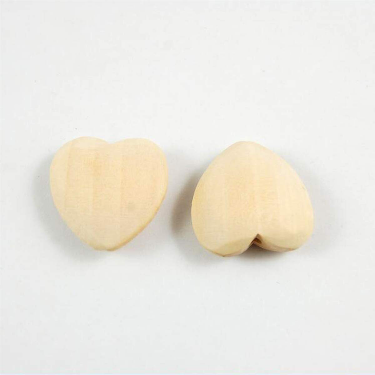 Arakierst 50pcs Natural Wooden Heart Teether 25mm Unfinished Wood Hearts with Holes Eco-Friendly Wooden Handing Materials DIY Crafts Beading