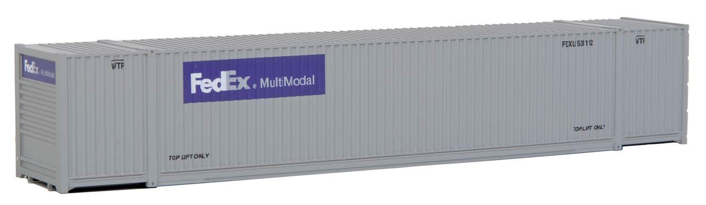 Walthers SceneMaster 53' Singamas Corrugated-Side Container-Ready to Run-FedEx MultiModal (Gray, Purple) 949-8504 HO Scale Model Railroad - Freight