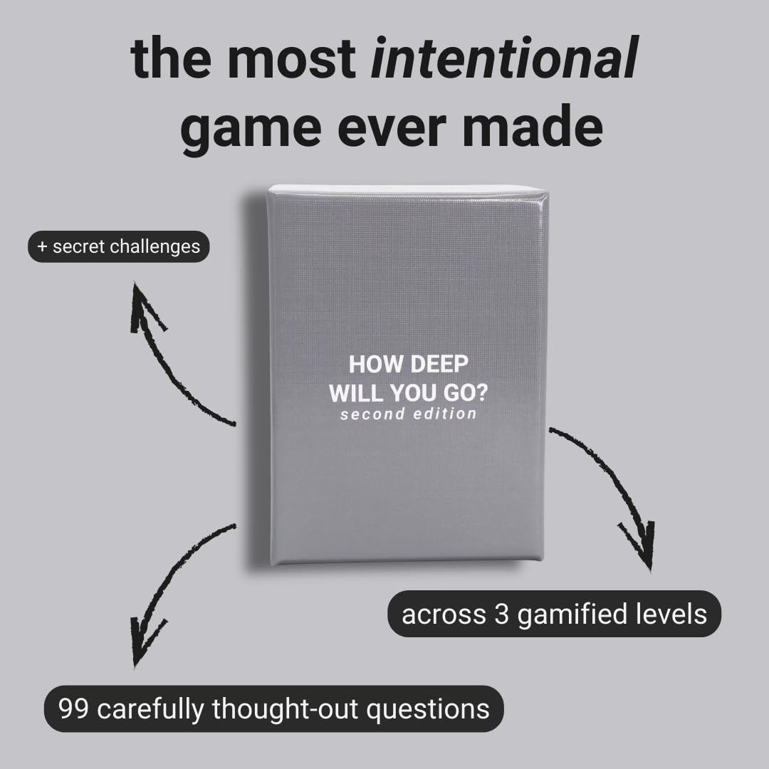 How Deep Will You Go? 2nd Edition Card Game - 99 Conversation Cards to Feel More Connected with Friends - for Adults, Teens, Strangers, and Groups