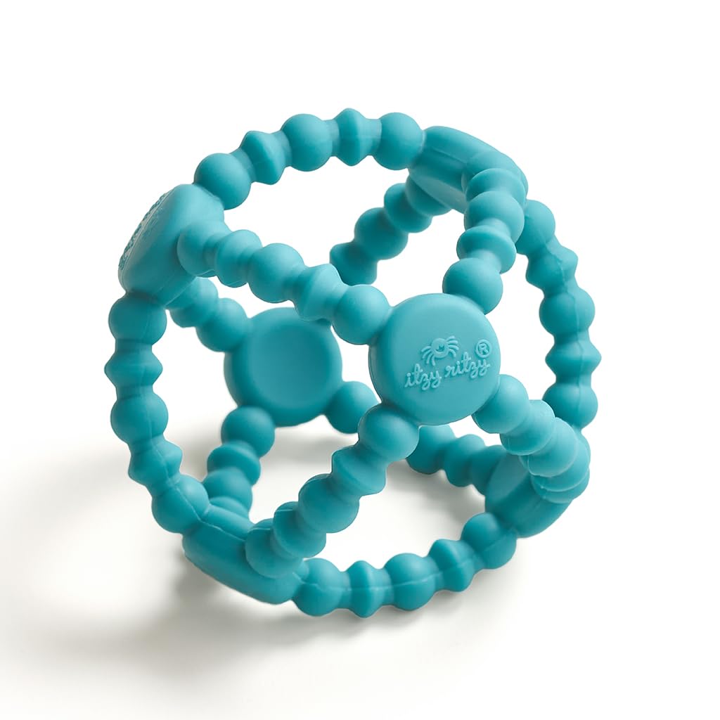 Itzy Ritzy Teething Ball - Flexible Teether Ball Soothes Sore Gums & Features Easy-to-Grip Design - Made of BPA-Free Silicone - Designed for Ages 3