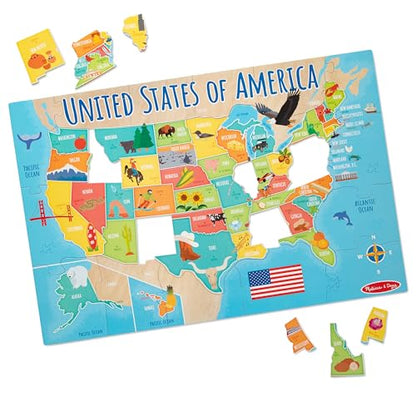 Melissa & Doug USA Map Jumbo Floor Puzzle 51-Piece Educational Toy