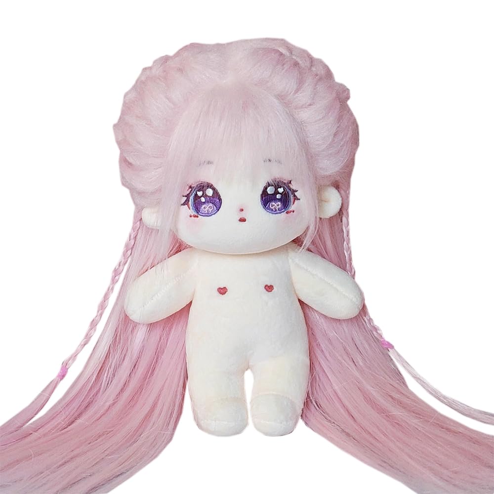 niannyyhouse 20cm Plush Doll Long Hair Girl Humanoid Stuffed Body no Attribute 8" Normal Body Wearable Clothing Dress Up Gifts (a-41-with Skeleton)