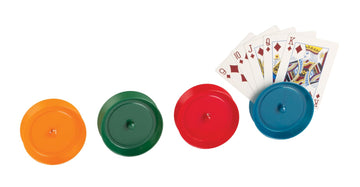 4 Pack Round Pearly Card Holders - Colorful Table Card Stand Set (Blue, Green, Red, Yellow), Decorative Desk & Place Card Holders for Office, Events