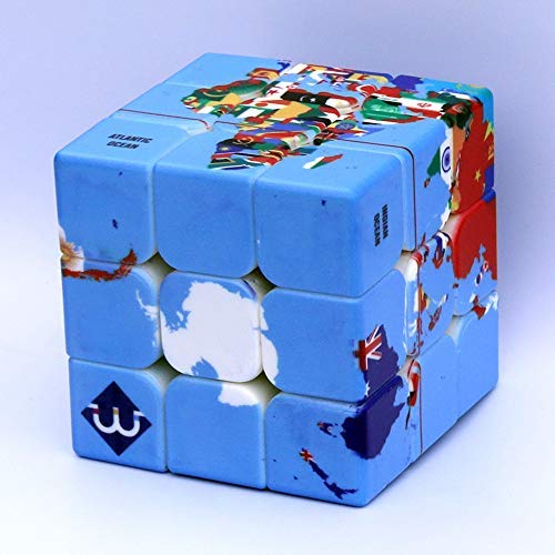 World Map Design Magic Cube,3x3 Geography Learning Puzzle Toy