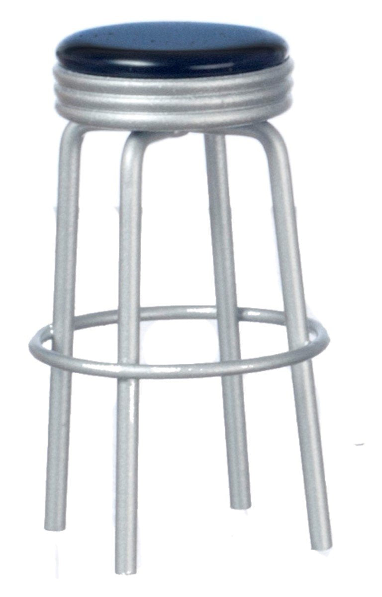 Dollhouse Miniature Tall Table W/2 Stools, Black #T5915