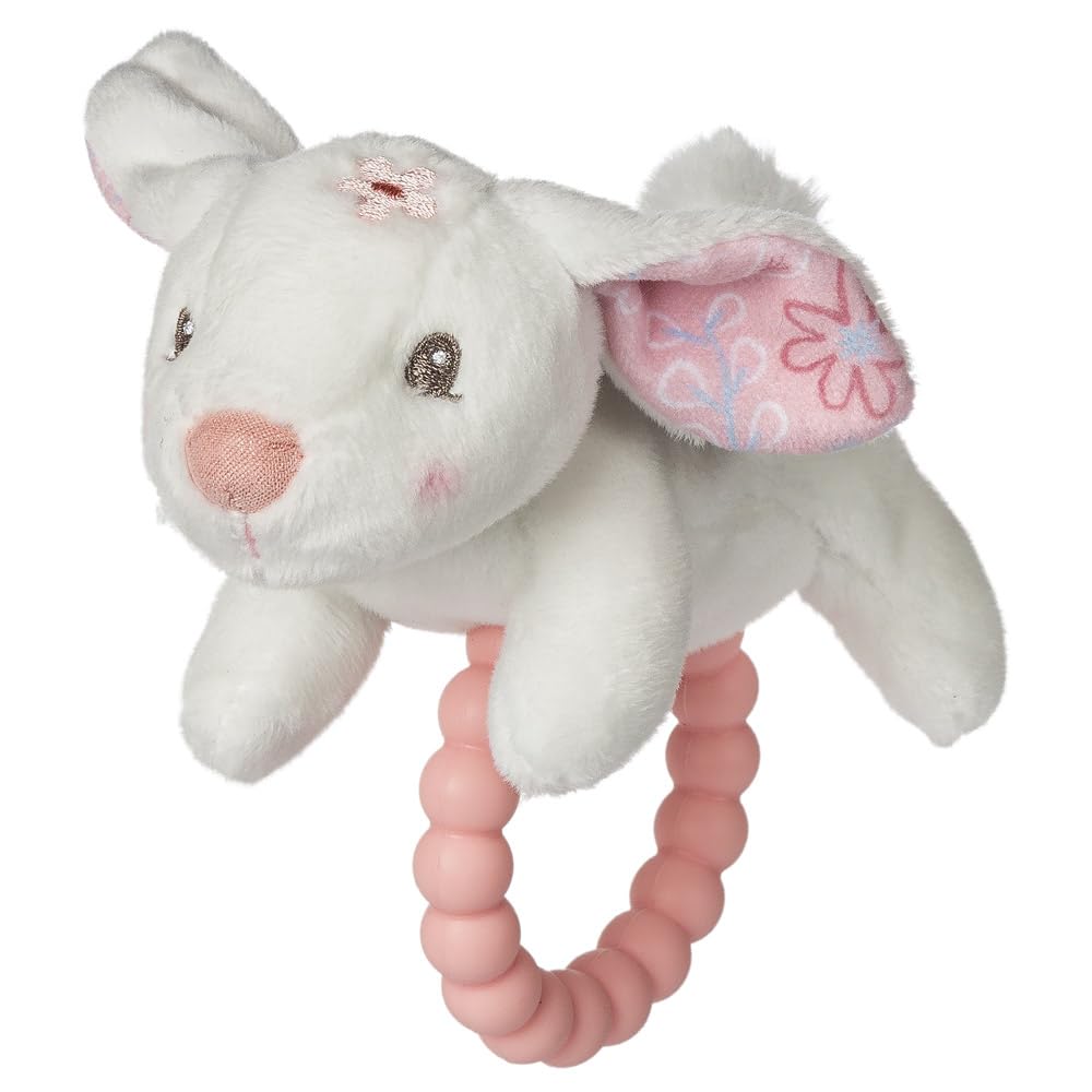 Mary Meyer Soft Baby Rattle with Soothing Teether Ring, 6-Inches, Bella Bunny