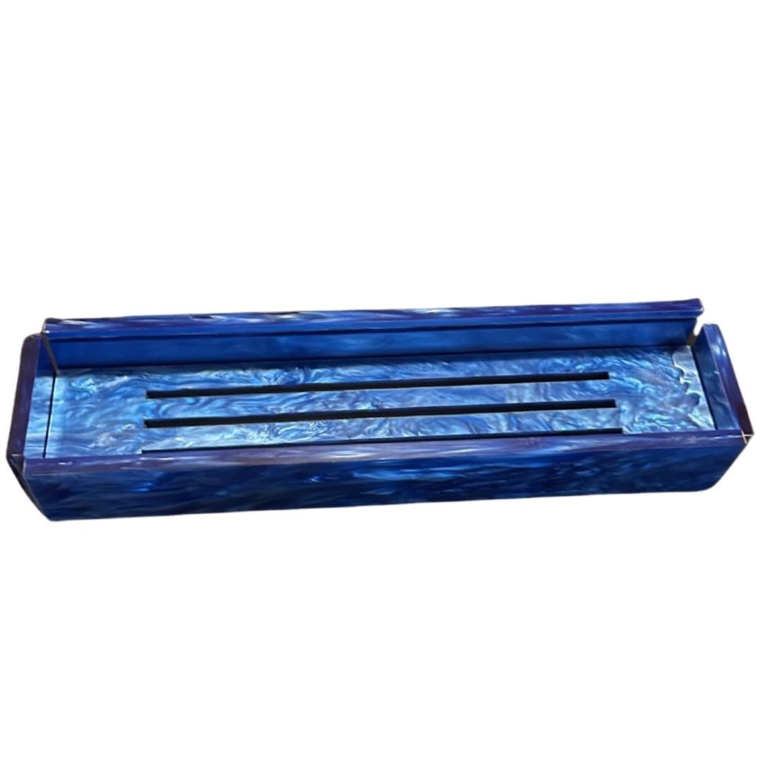 Lucite Rumikub Premium Set - Tiles, Holders, and Storage Acrylic Box Included (Blue Marble/White Marble)
