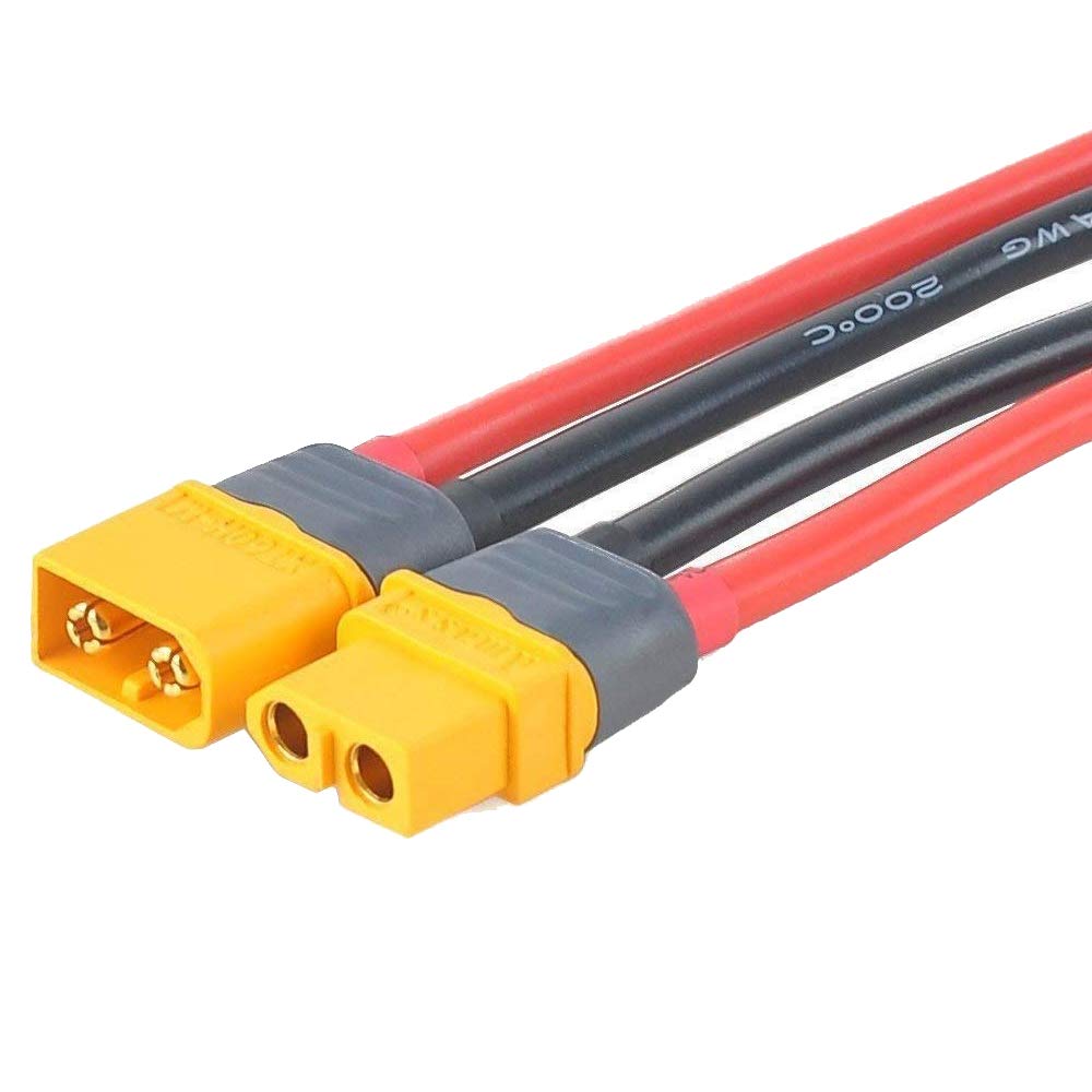 Yiqigou 2 Pairs Amass XT60 Plug Male Female Connector Adapter with Sheath Housing with 5.9inch 12AWG Silicone Wire for RC Lipo Battery FPV Racing
