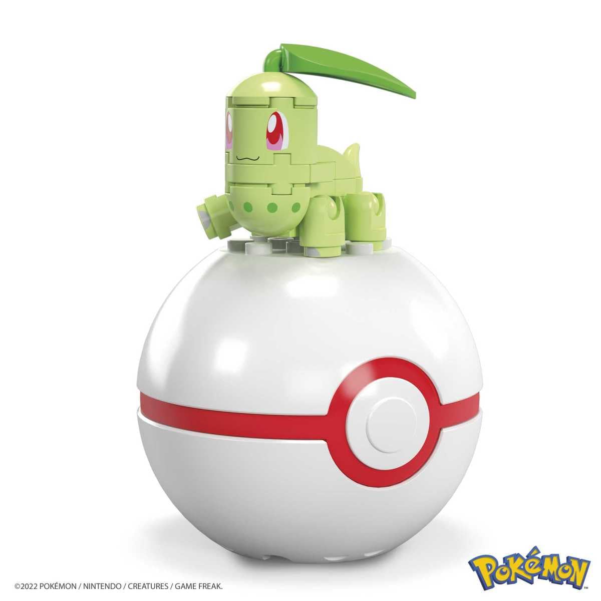 MEGA Pokemon Chikorita Building Set with 19 Compatible Bricks and Pieces and Poke Ball, Toy Gift Set for Ages 6 and up