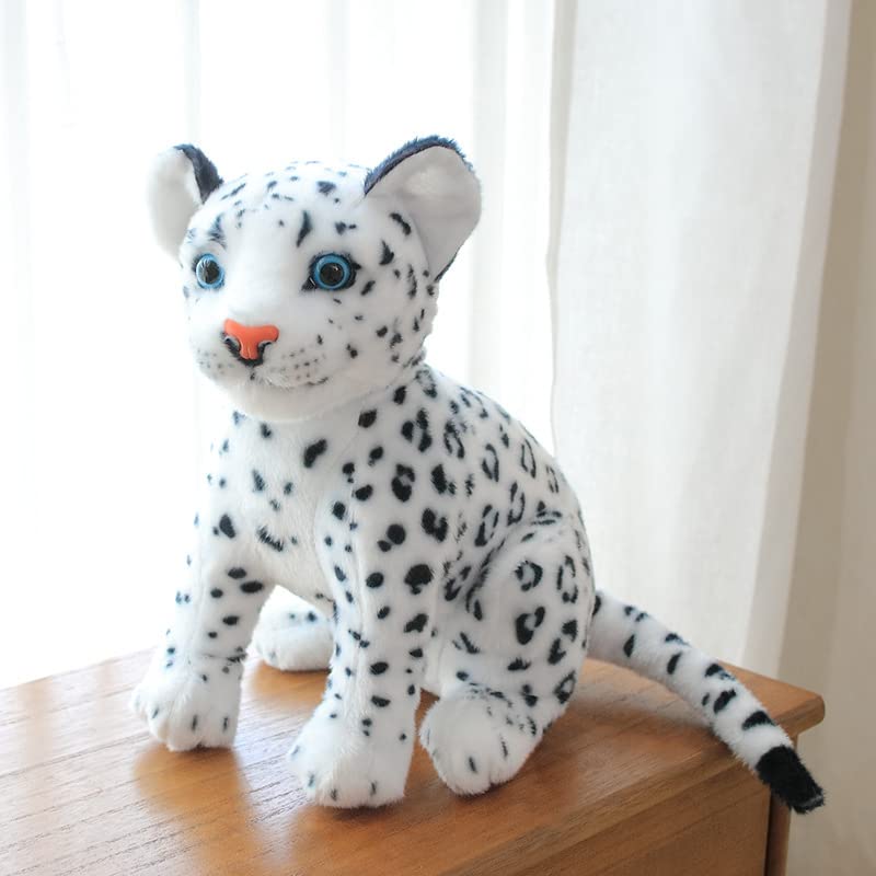 TUKVESZE White Cheetah Stuffed Animals 8 inch, Cute & Lifelike Cheetah Stuffed Animals Leopard Plush Toy, Gifts for Boys Girls (8 INCH)