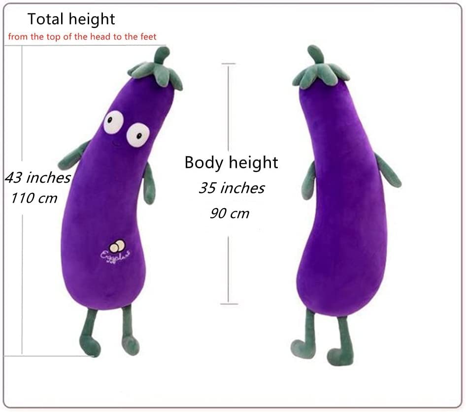 JOSON Purple Large Simulation Mr. Eggplant Doll Sleeping Pillow Doll,Plush Toy Cushion (35.5 inches 90cm)