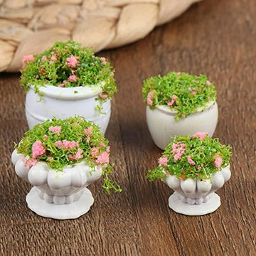 4 Pcs Dollhouse Plant Bonsai Doll House Mini Potted Plant Artificial Tiny Mini Flowerpot Miniature Hanging Potted Plant Miniature Dollhouse Kit
