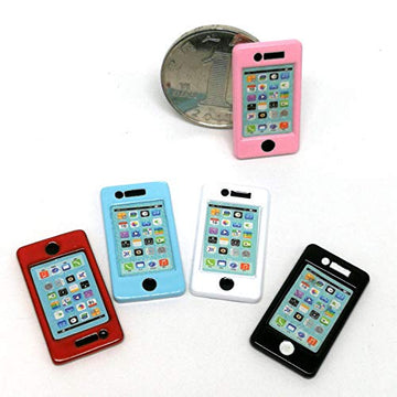 SXFSE Dollhouse Decoration Accessories, 1/12 1/6 Dollhouse Miniature Scene Model Mini Smart Phone Scene Model (5 Pack, 26 x 15 mm)