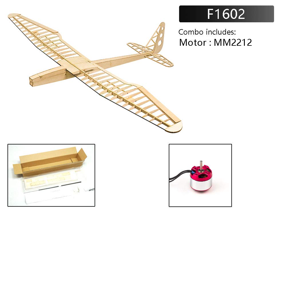 Dancing Wings Hobby Balsa Wood Electric Glider F16 Sunbird Remote Control Laser Cut Kit Un-Assembled for Adults (F1602)