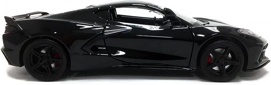 2020 Chevy Corvette C8 Stingray Black with Gray Stripes 1/24 Diecast Model Car by Motormax 79360black