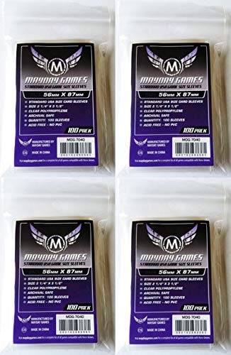 Mayday Games 7040 Clear Sleeves 56x87mm Standard USA Game Size (4x100 Pack, 400 sleeves)